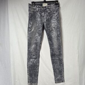 Current Elliott Womens Grey Coated Texture Snakeprint Ankle Skinny Jeans 24-0